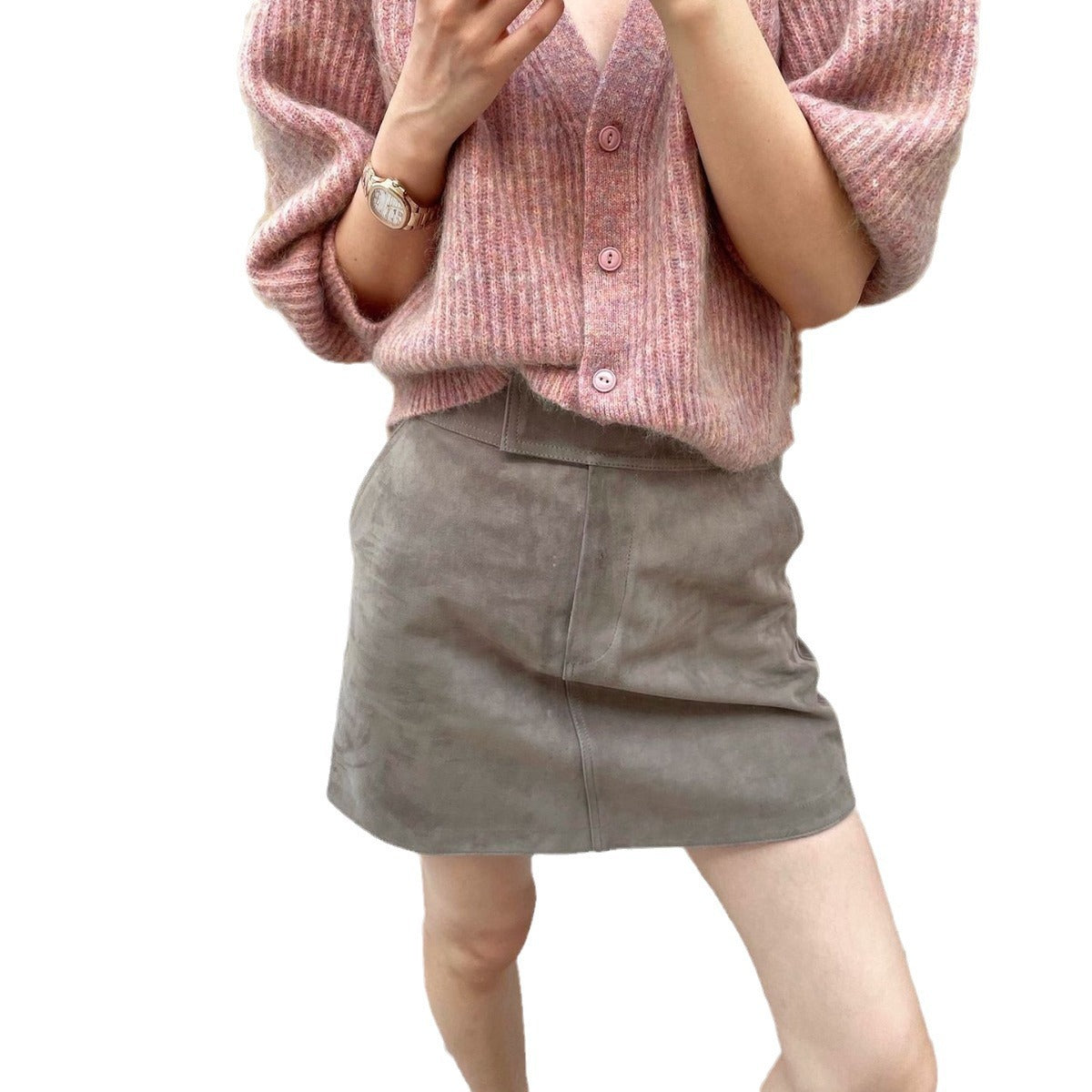 Genuine Leather High Waist Sheath Skirt