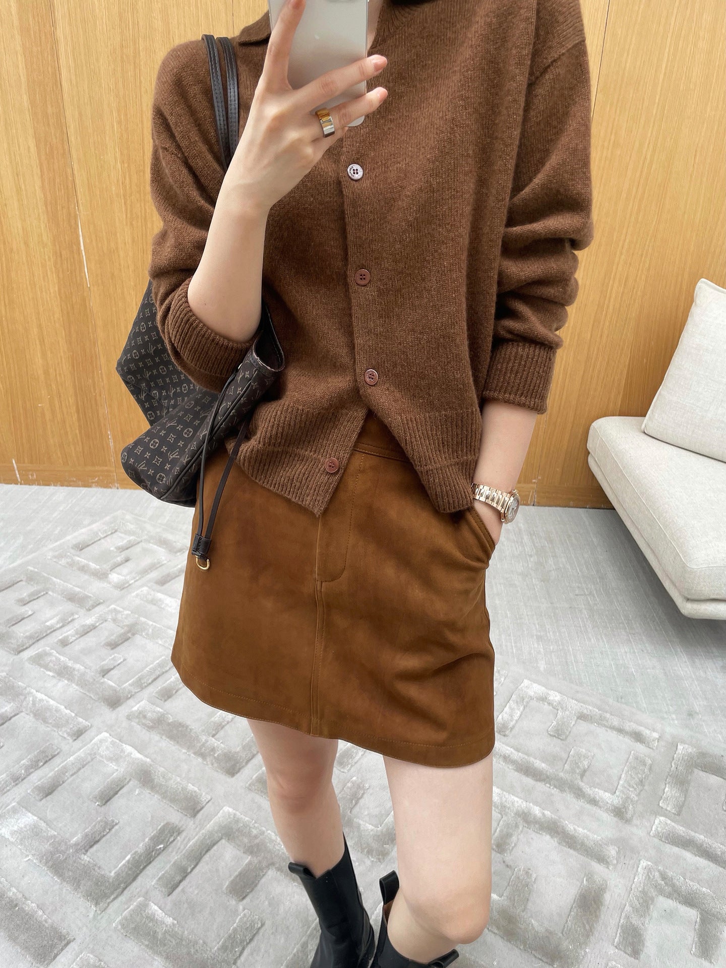 Genuine Leather High Waist Sheath Skirt