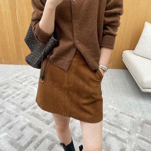 Genuine Leather High Waist Sheath Skirt