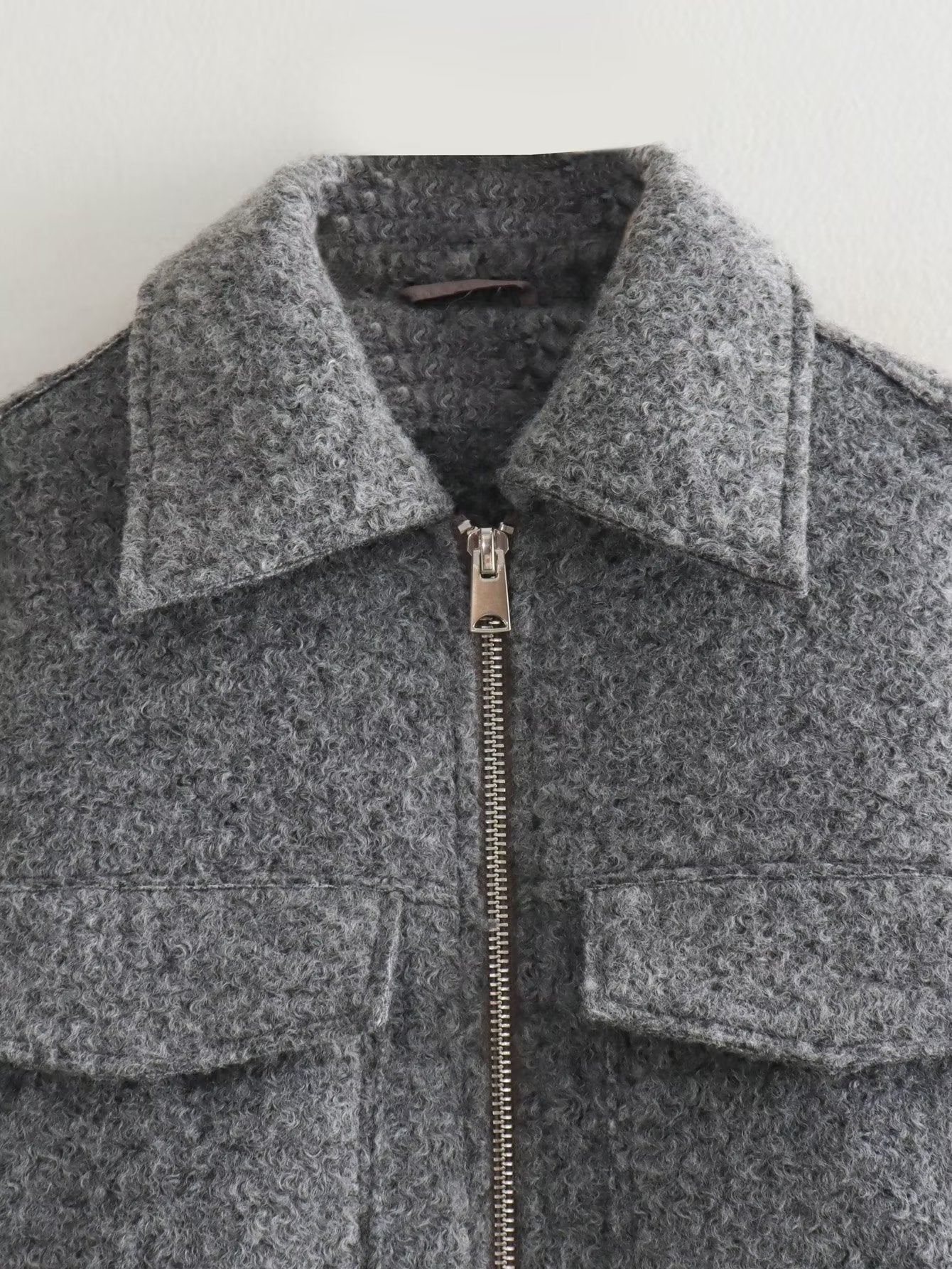 Woolen Short Jacket Polo Collar