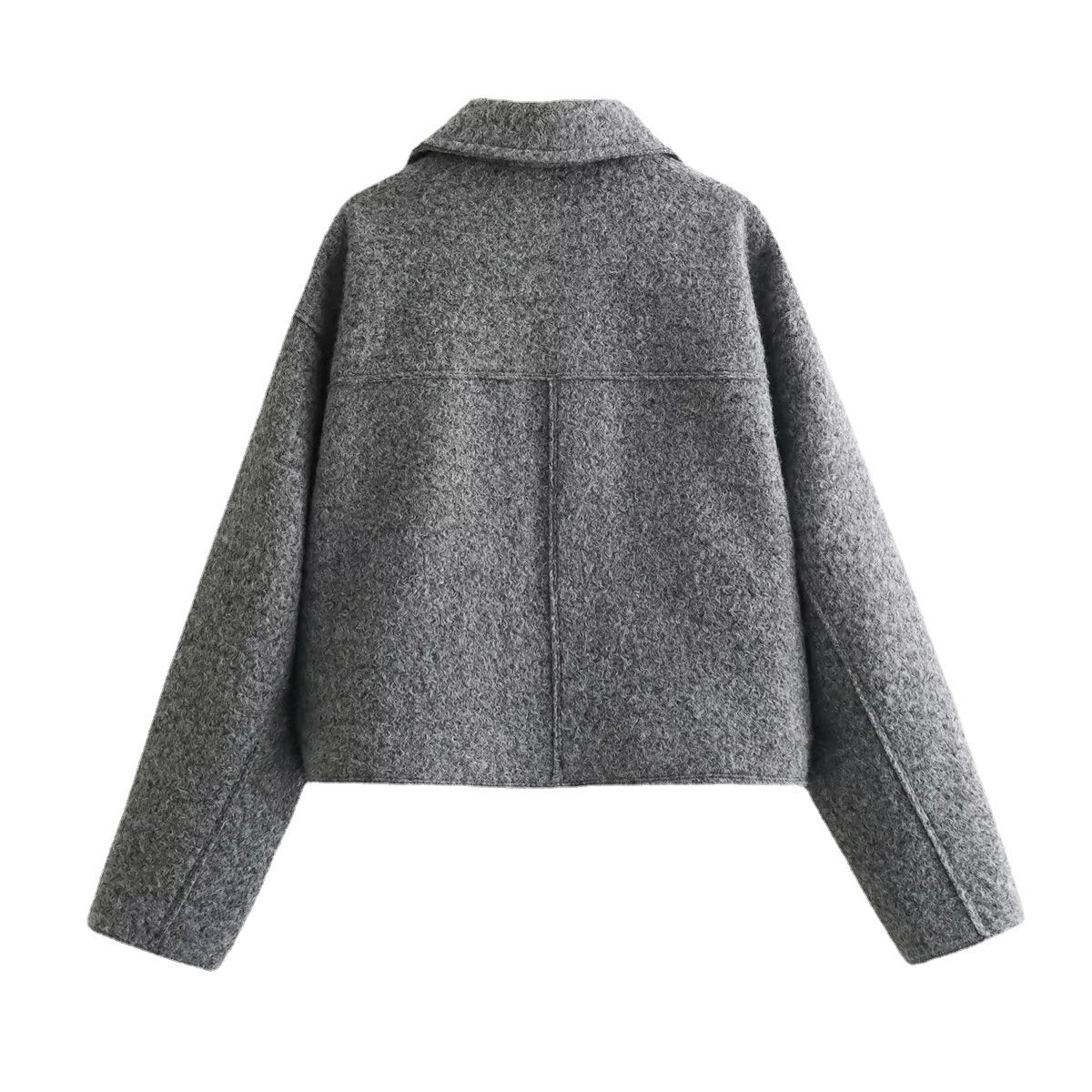 Woolen Short Jacket Polo Collar