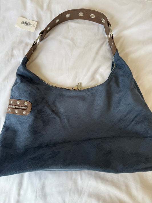 Blue Suede Hobo Bag