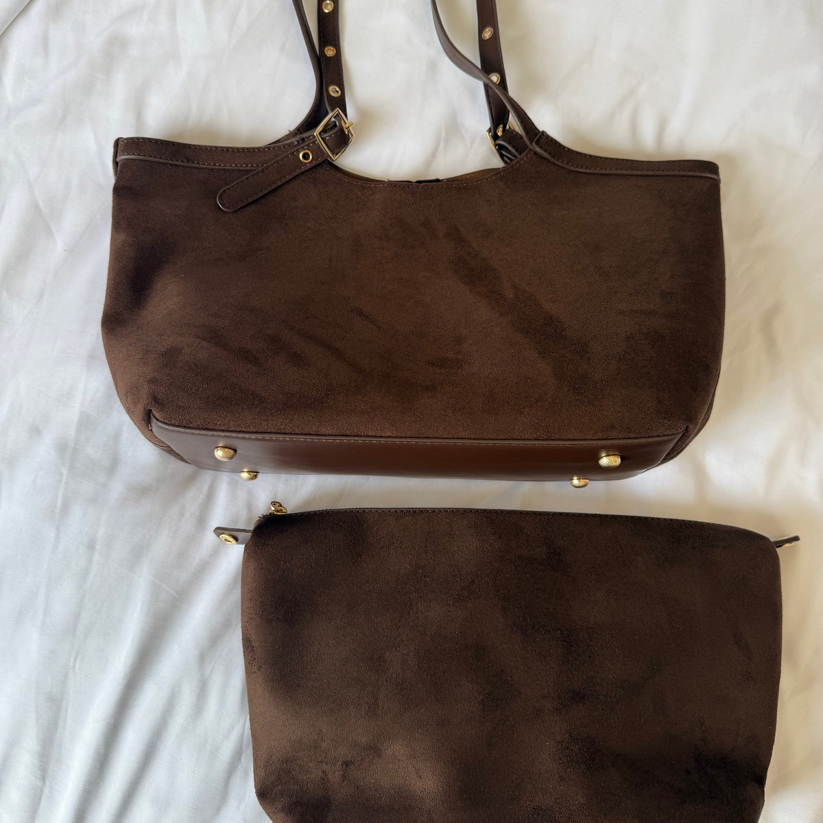 Chocolate Suede Tote Bag
