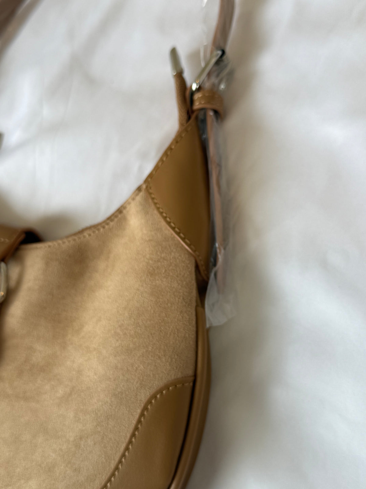 Camel Suede Shoulder Bag