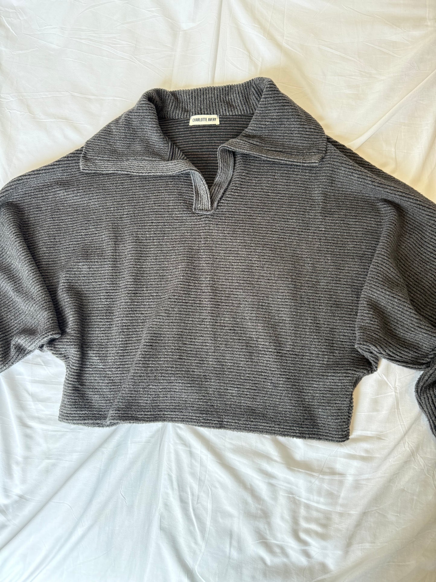 Charcoal Collared Knit Sweater