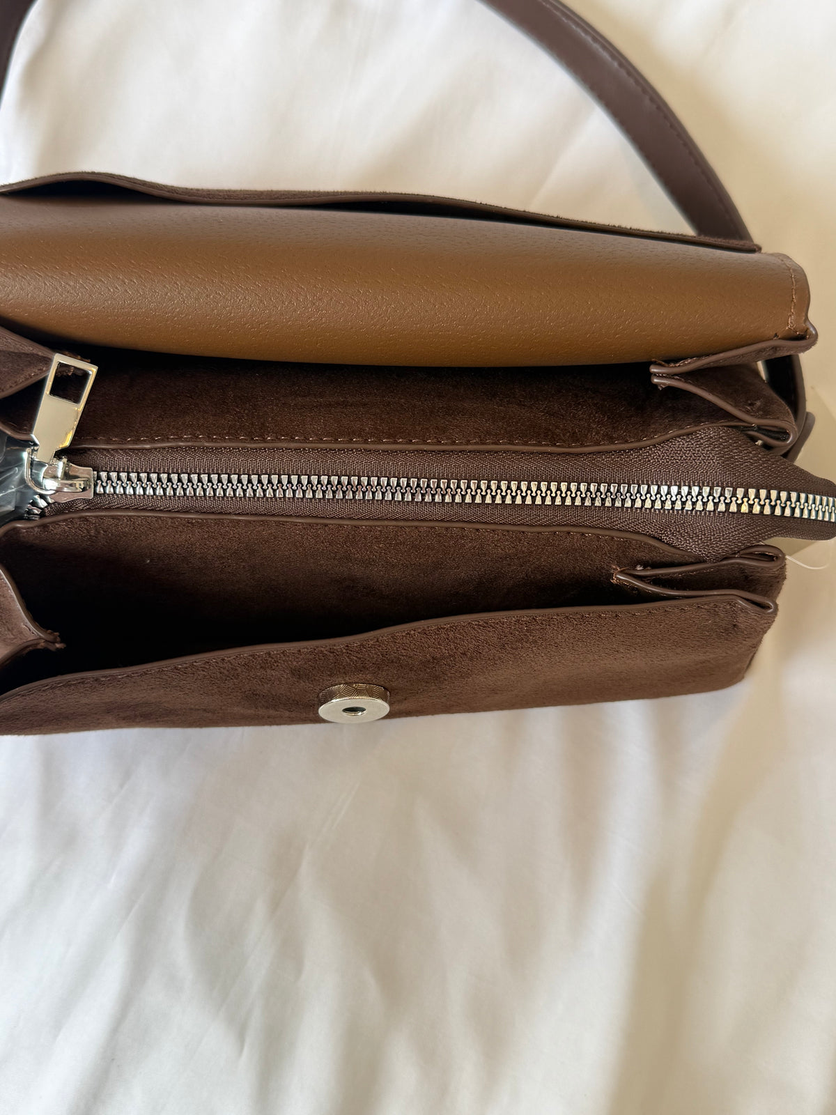 Chocolate Suede Shoulder Bag