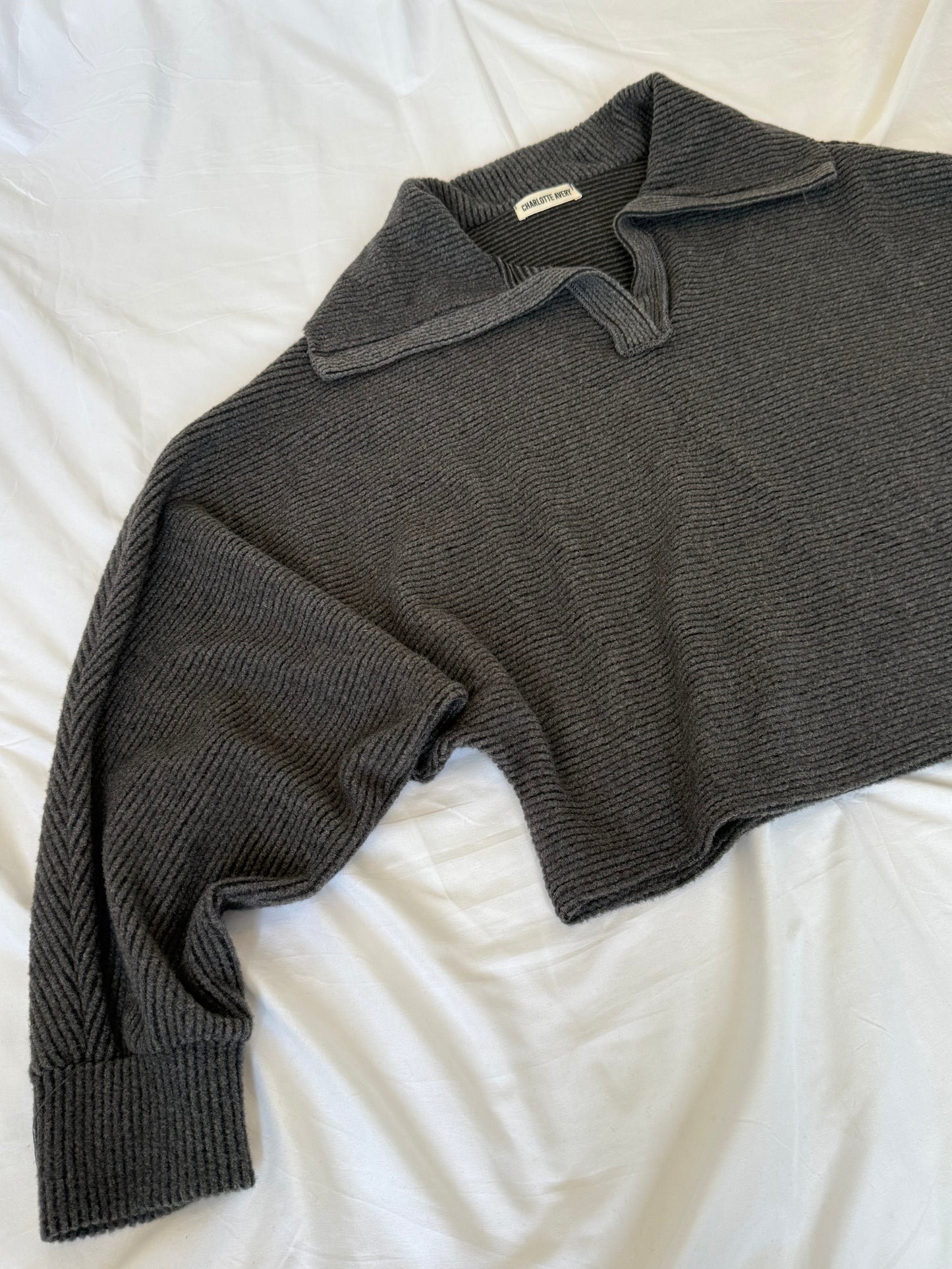 Charcoal Collared Knit Sweater
