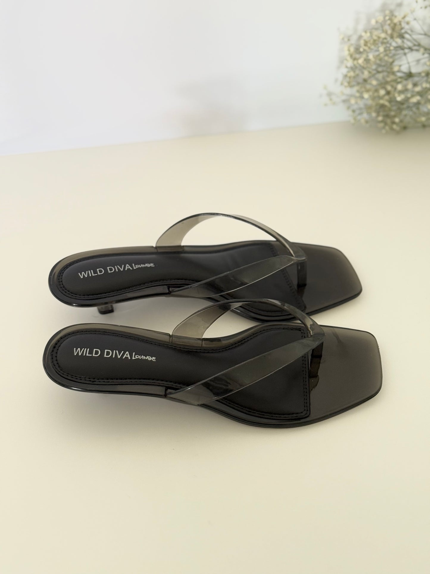 Noir Glass Kitten Heel