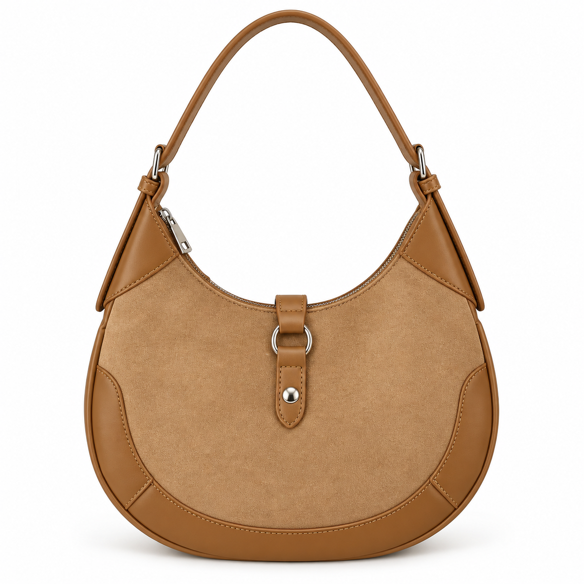 Camel Suede Shoulder Bag