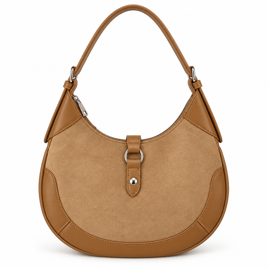 Camel Suede Shoulder Bag