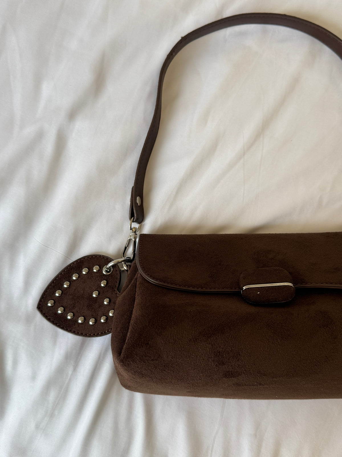 Chocolate Suede Shoulder Bag