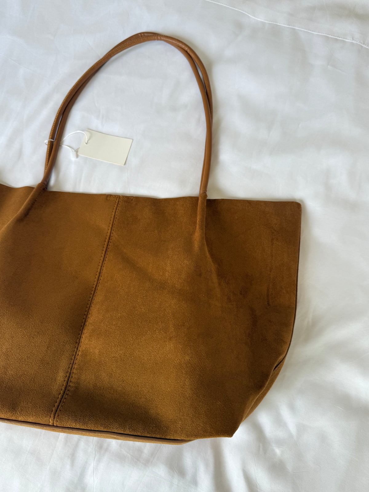 Camel Suede Tote Bag