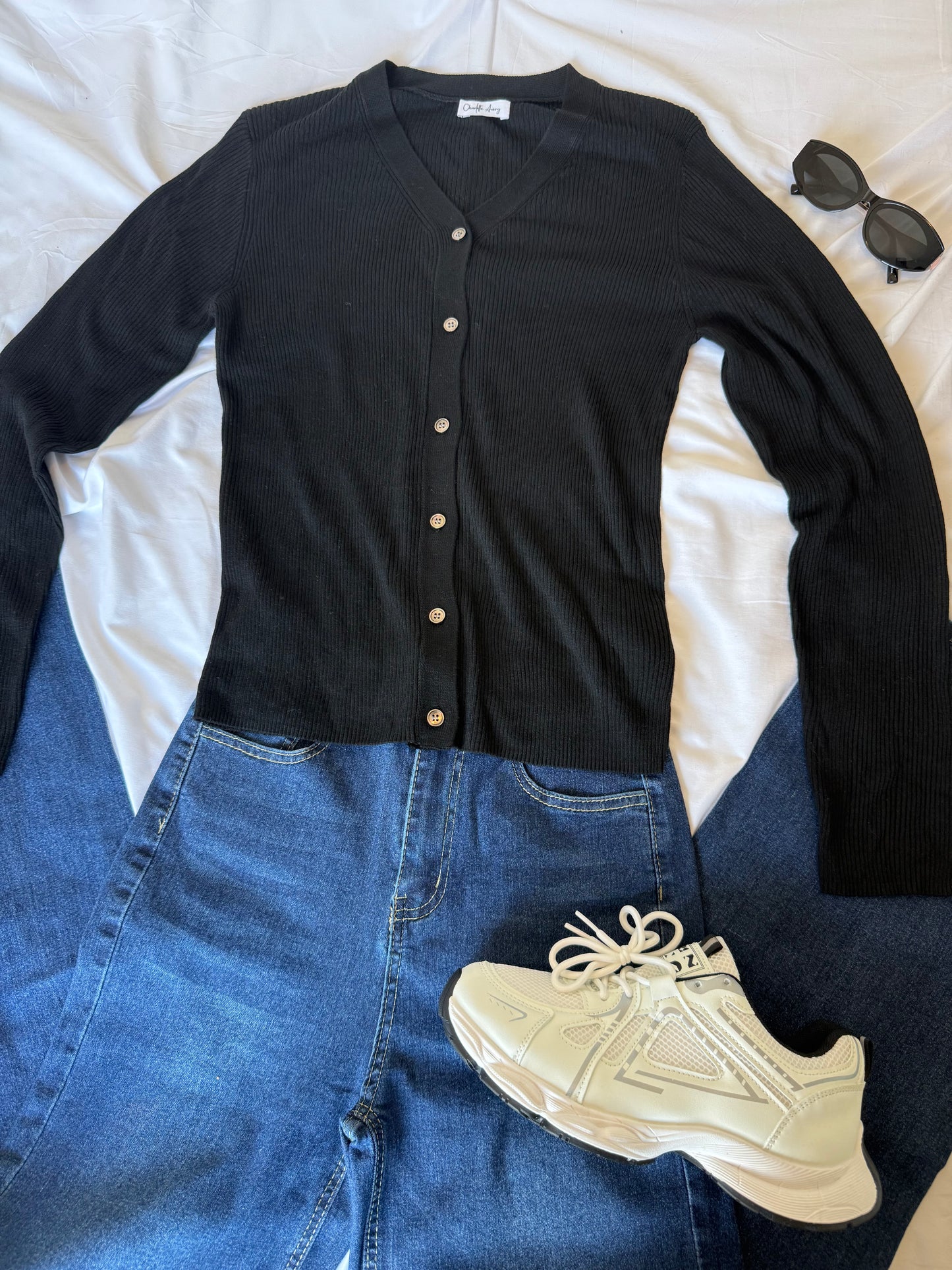 Black Ribbed Cardigan
