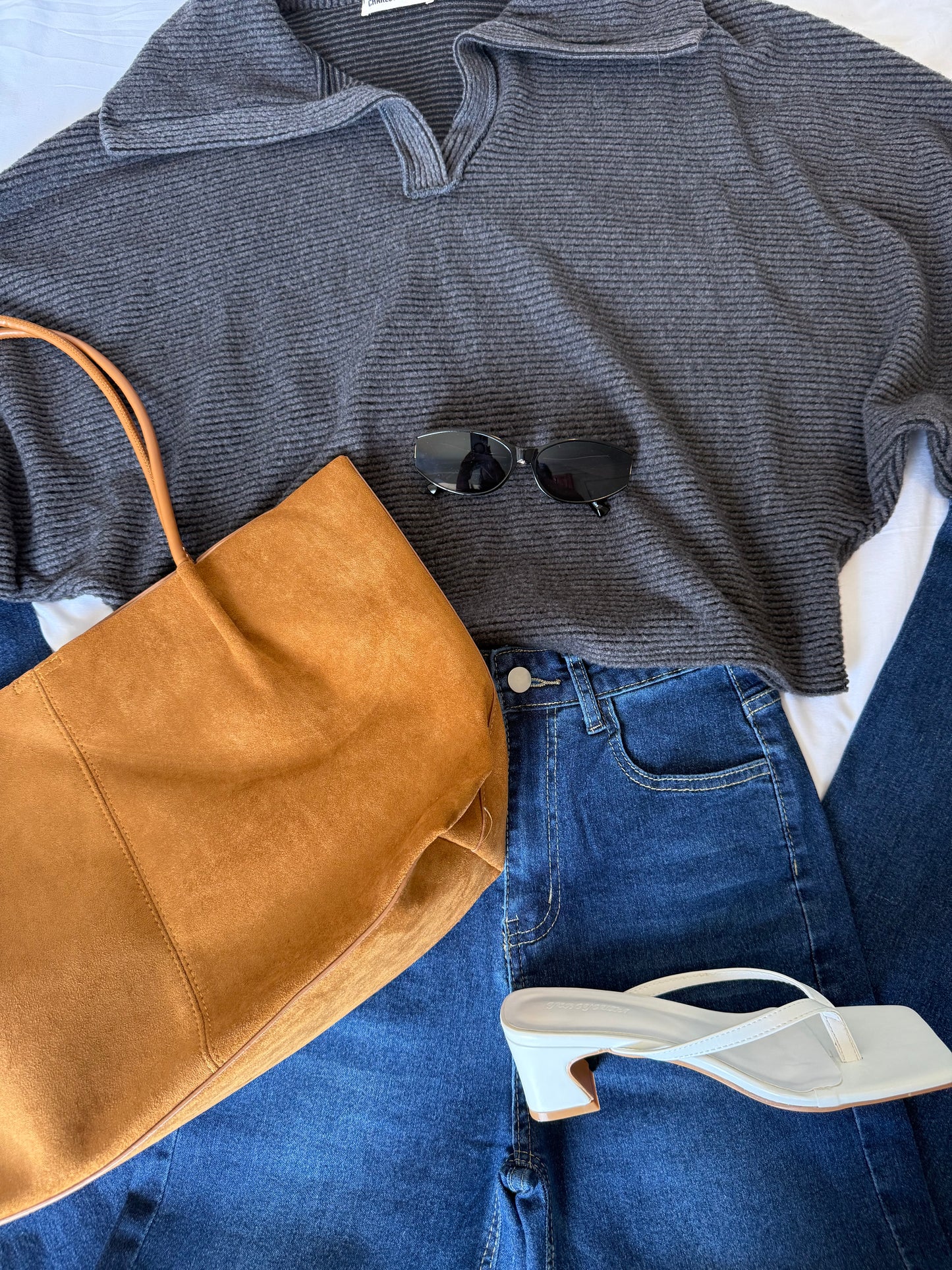Charcoal Collared Knit Sweater