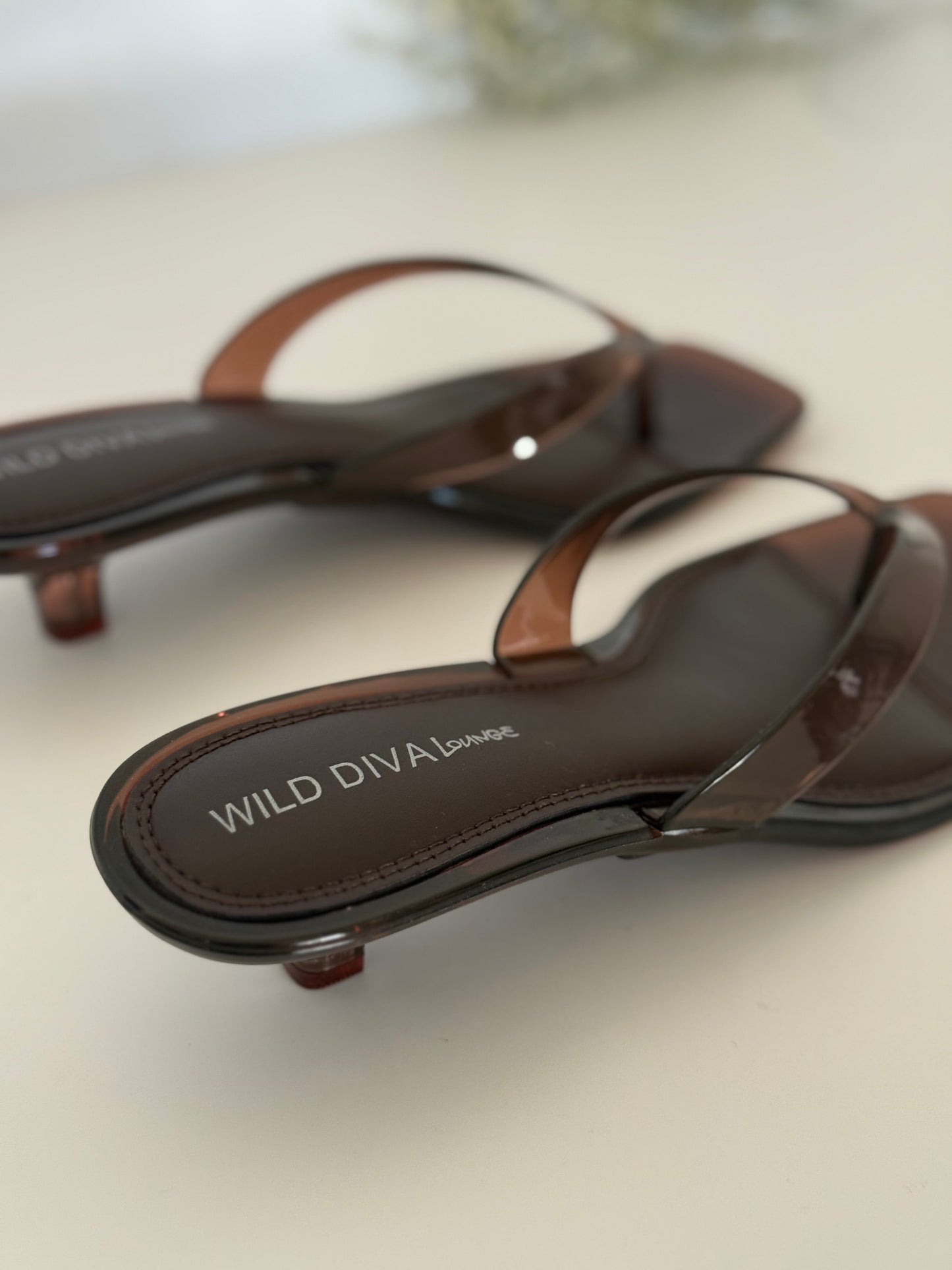 Espresso Glass Kitten Heels