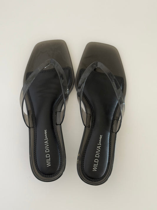 Noir Glass Kitten Heel