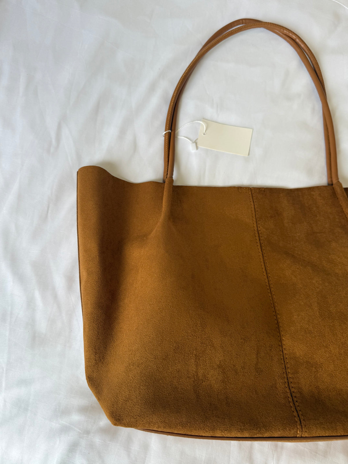 Camel Suede Tote Bag