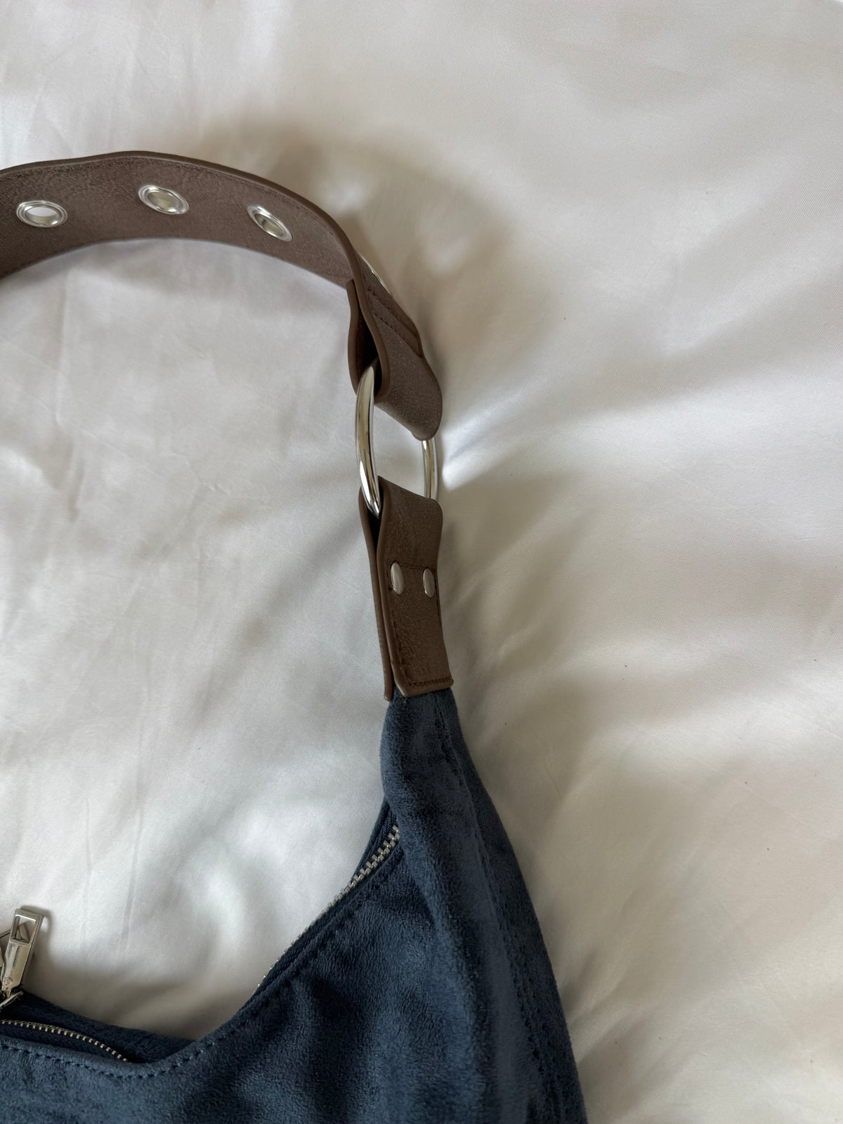 Blue Suede Hobo Bag