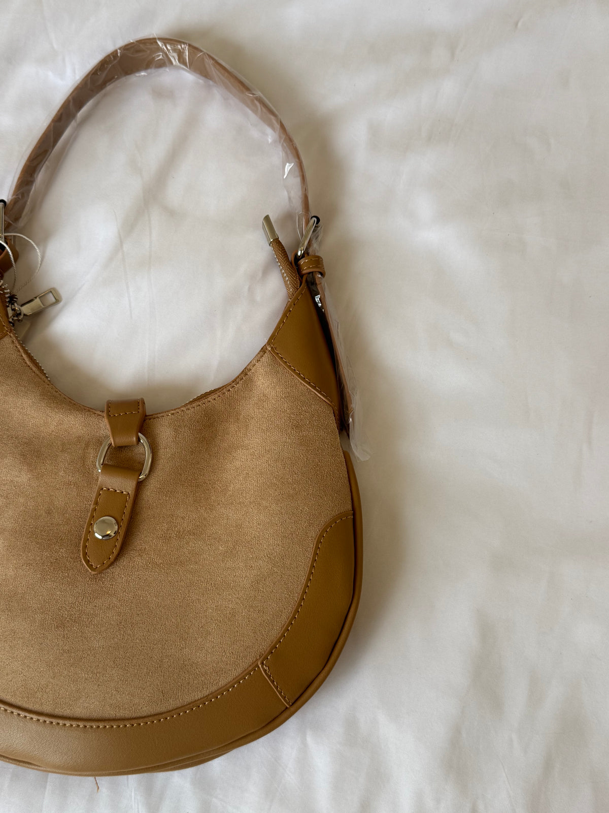 Camel Suede Shoulder Bag