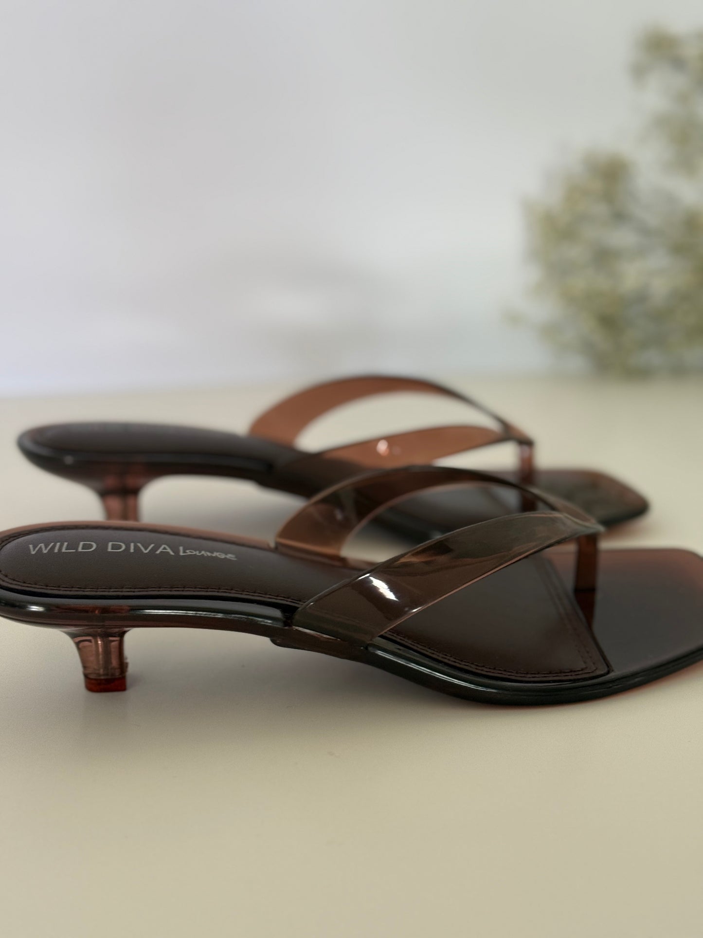 Espresso Glass Kitten Heels