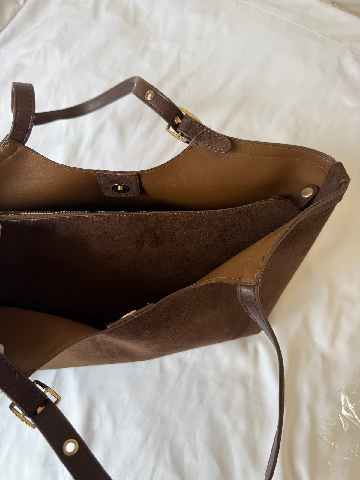 Chocolate Suede Tote Bag