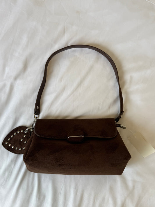 Chocolate Suede Shoulder Bag