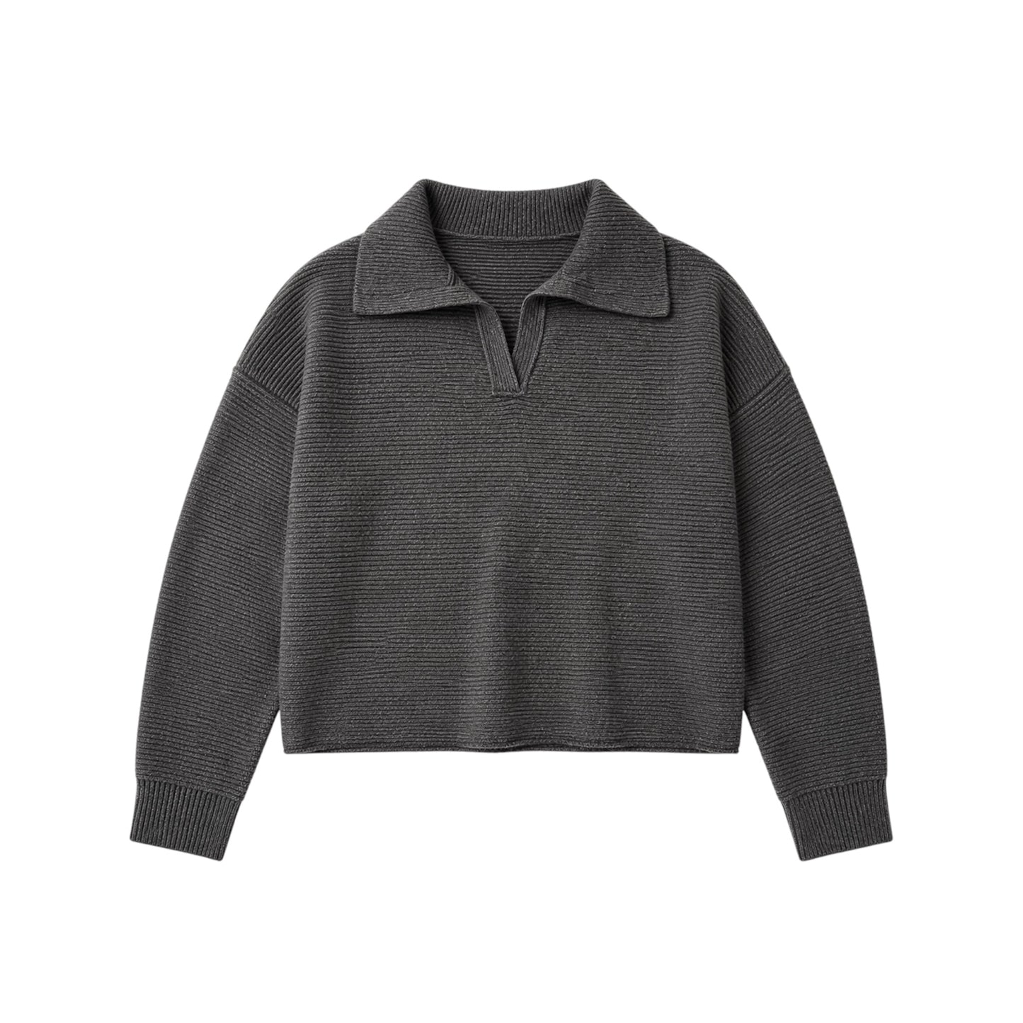 Charcoal Collared Knit Sweater
