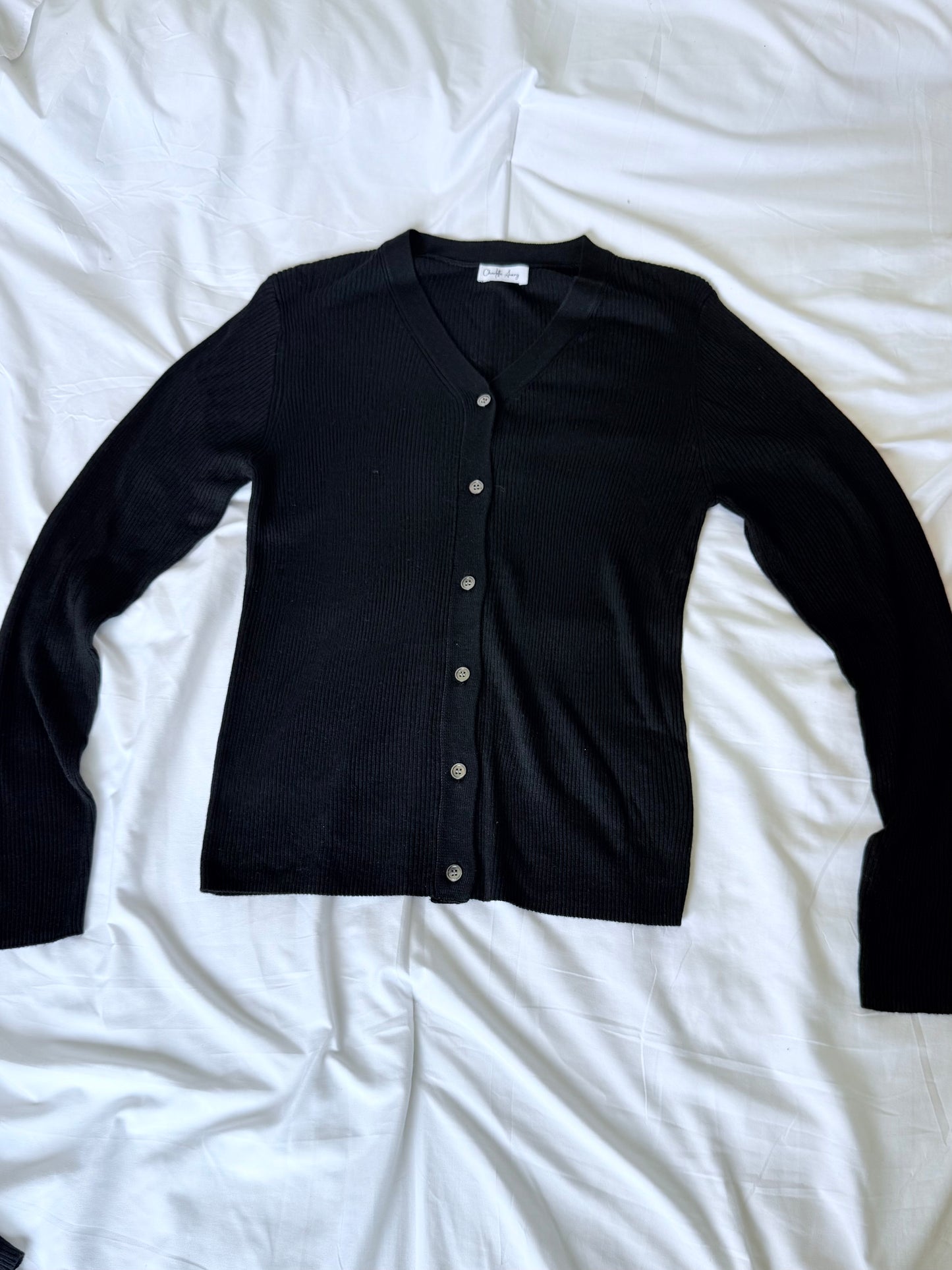 Black Ribbed Cardigan