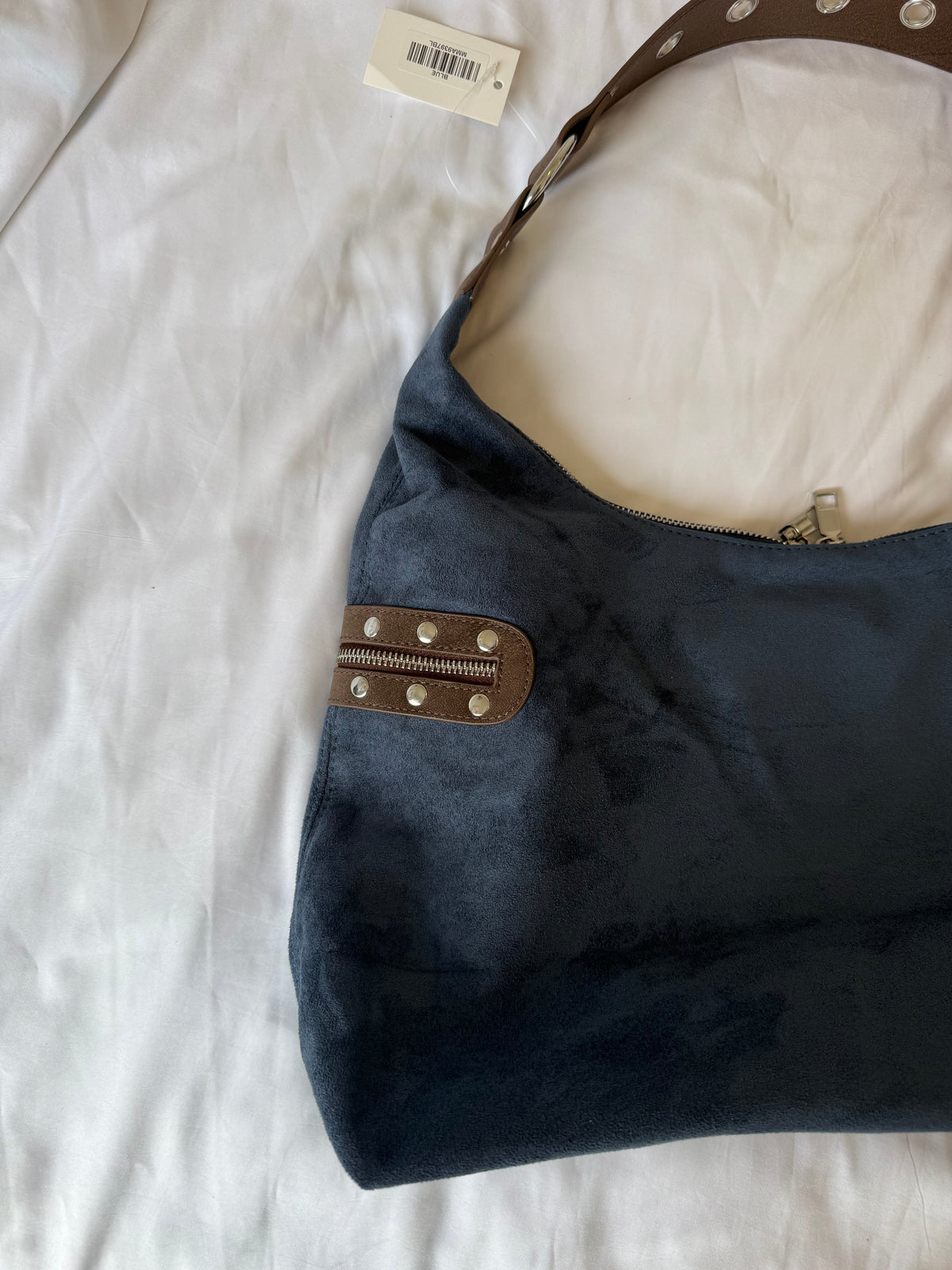 Blue Suede Hobo Bag