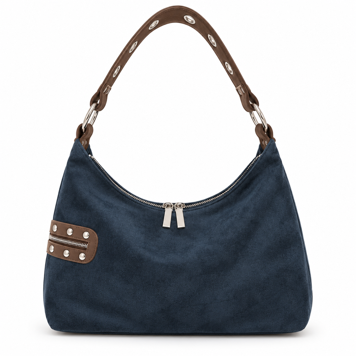 Blue Suede Hobo Bag
