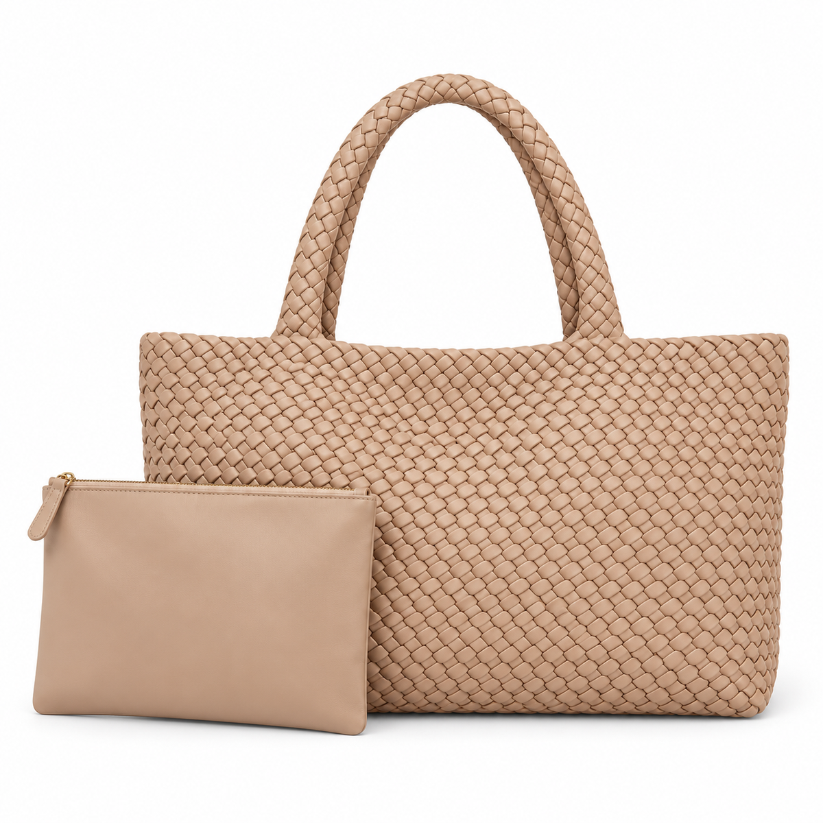 Beige Woven Tote Bag
